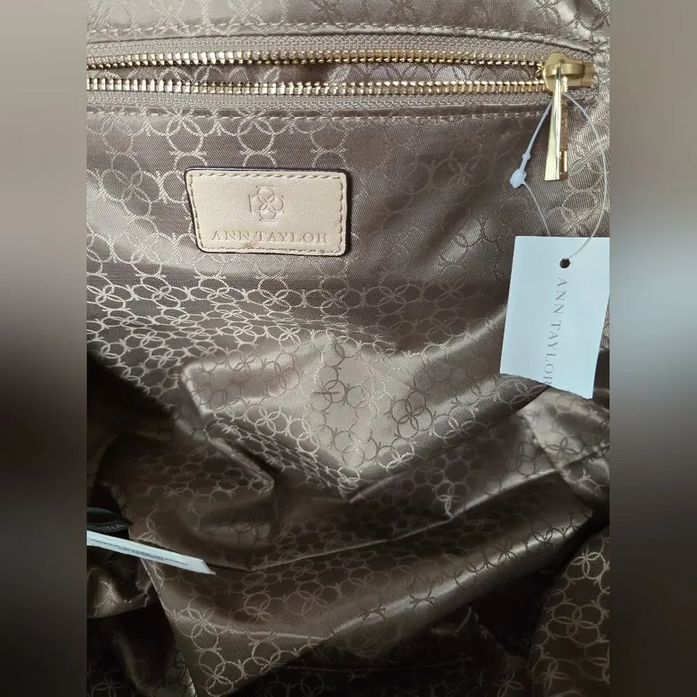 Ann Taylor Quilted Beige Tote with Gold Chain- Read Description